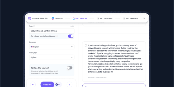 WriteSonic - Screenshot